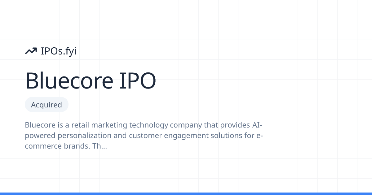 Bluecore Acquired (2026) — IPO No Longer Expected | IPOs.fyi