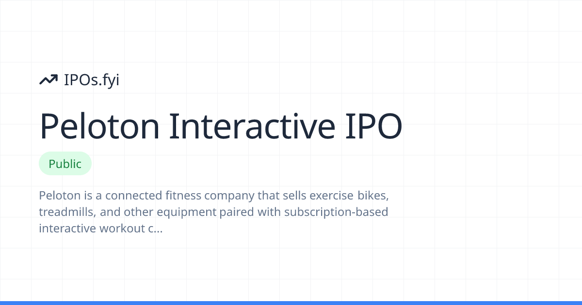 Peloton Interactive IPO Review: How It Went & Stock Performance | IPOs.fyi