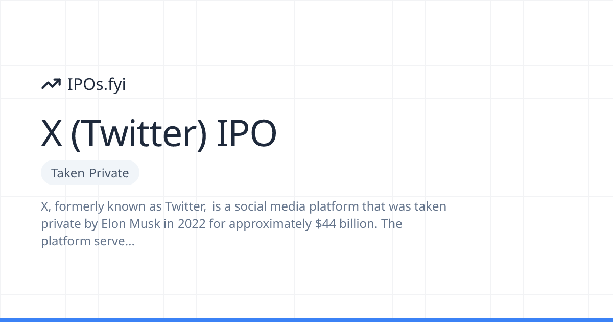 X (Twitter) Taken Private (2026) — IPO No Longer Expected | IPOs.fyi
